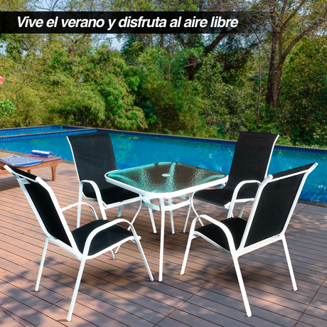 Juego de Comedor Mesa Cuadrada Negro
