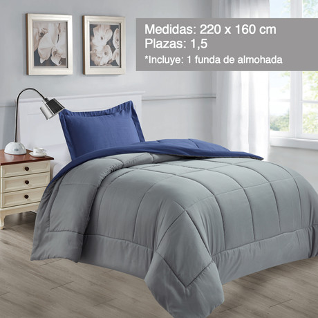 Plumón Reversible Marnie 1.5 Plazas Azul