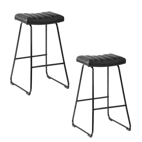 Pack de 2 Pisos de Bar Acolchados Taburetes Negro