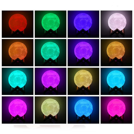 Lámpara Luna 16 Colores Touch Con Control Remoto
