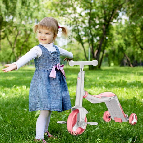 Triciclo Infantil 3 en 1 con Música Rosado