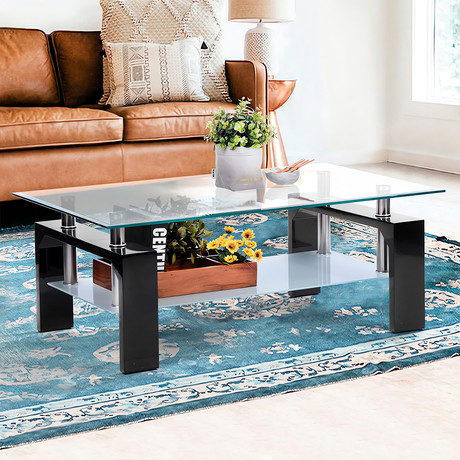 Mesa de Centro de MDF y Vidrio 45x60x110 cm