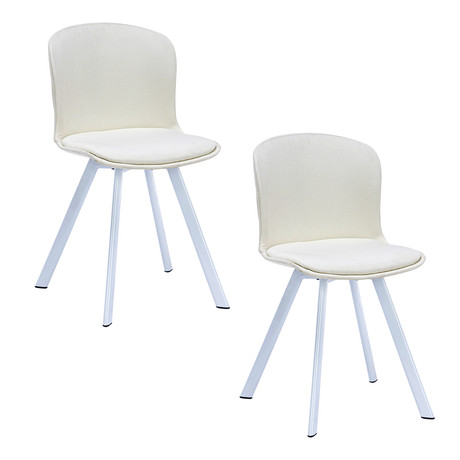 Pack 2 Sillas de Comedor PP y Tela Blanco