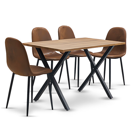 Comedor Hudson  Mesa 75x70x120 4 Sillas Pu Café