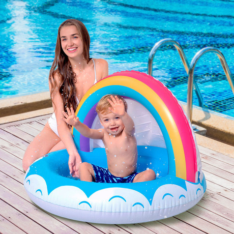 Piscina Inflable Forma de Arcoíris Celeste 40 Lt