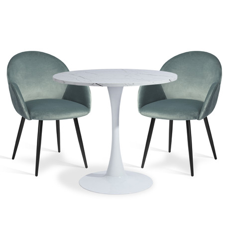 Comedor 2P Marmol 80X75 + Sillas Chiozza Verde