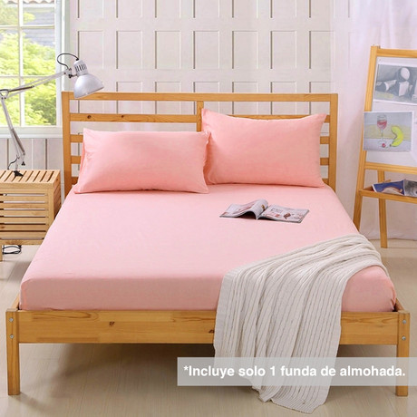 Juego Sábanas Microfibra Basic 1.5 Plazas Rosado