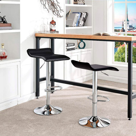 Pack 2 Piso De Bar Plano Altura Regulable Giratorio - Negro
