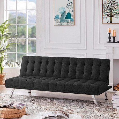 Futón Parker 3 cuerpos 72x178x80 cm Negro