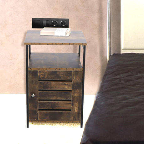 Velador Madera Acero 1 División Café