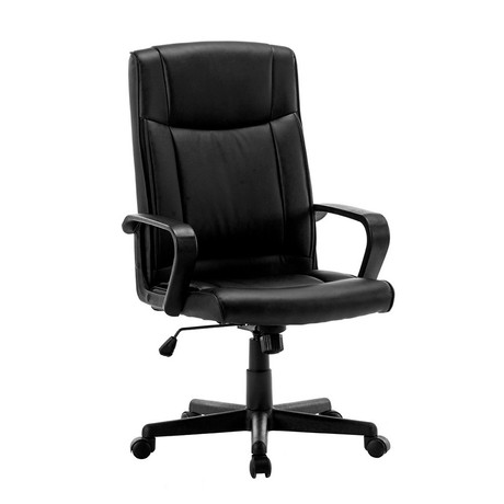 Silla de Oficina Acolchada con Apoyabrazos - Negro