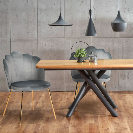 Pack 2 Sillas de Comedor de Terciopelo Gris