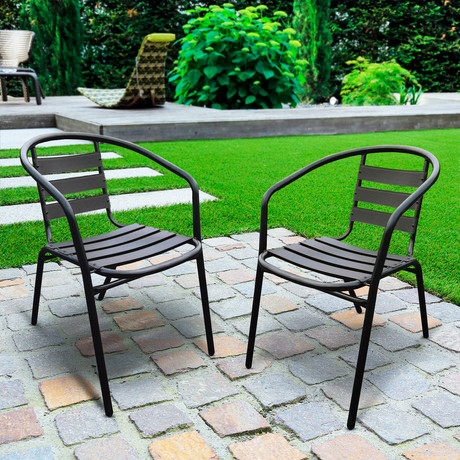 Pack 4 Sillas de Terraza de Acero y Aluminio Negro