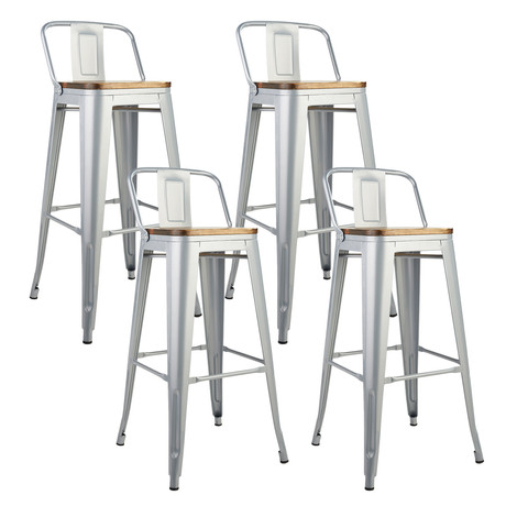 Pack 4 Pisos De Bar Tolix Asiento De madera