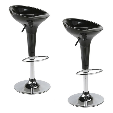 Pack 2 - Piso Bar Regulable Taburete Estilo Retro - Negro