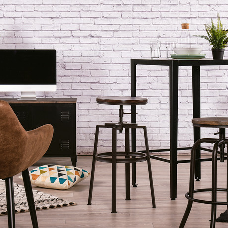 Pack 2 Piso de Bar Altura Regulable Nogal Café