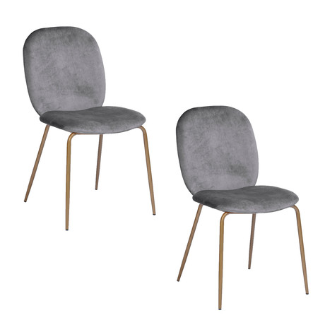Pack 2 Sillas de Comedor de Terciopelo Gris