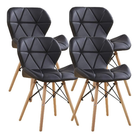 Pack 4 - Silla Eames Acolchada - Negro