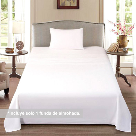 Juego Sábanas Microfibra Basic 1.5 Plazas Blanco