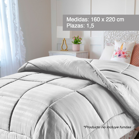 Plumón Liso 1,5 Plazas Gris
