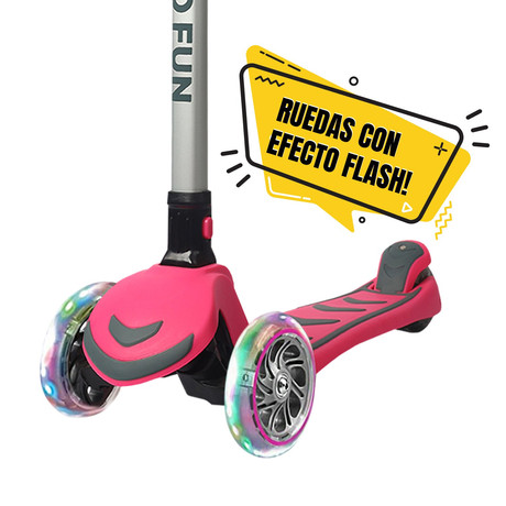 Scooter Infantil Go Fun Plegable Ruedas Luces Rosa