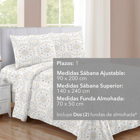Juego de Sábanas Microfibra 1 Plaza Mosaico