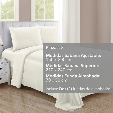 Juego de Sábanas de Microfibra 2 Plazas Marfil