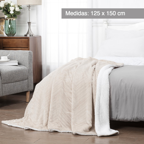 Manta Sherpa Doble Cara 125x150 cm Beige