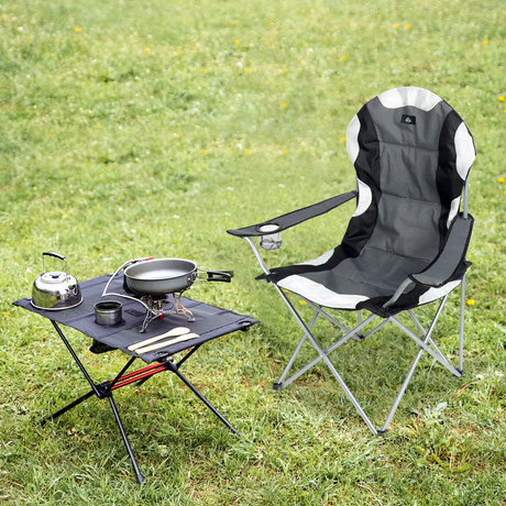 Silla Plegable con Reposabrazos Gris