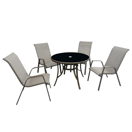 Juego de Comedor Terraza Mesa Redonda Gris