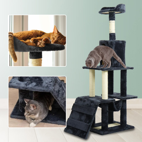 Torre Rascador Gatos Con hamaca 145cm Gris Oscuro