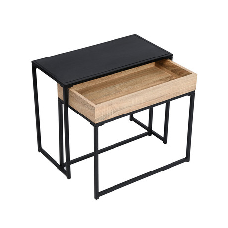 Mesa Lateral Cubix Acero Café