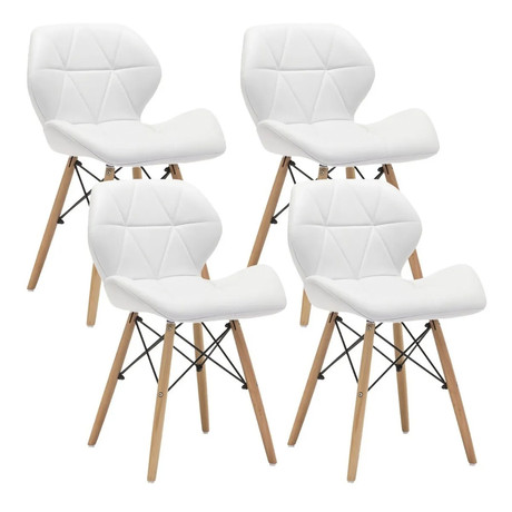 Pack 4 - Silla Eames Acolchada - Blanco