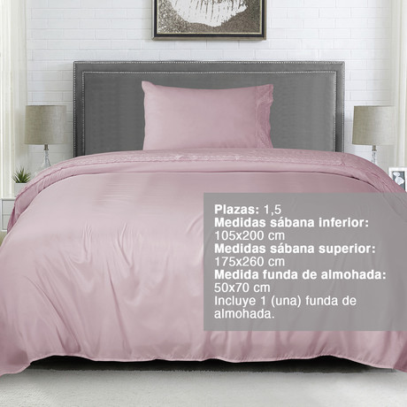 Sábana Broderie 1,5 Plazas Palo Rosa