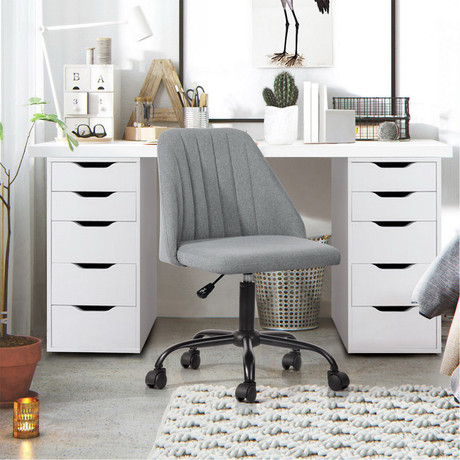 Silla de Oficina de Tela Altura Ajustable Gris