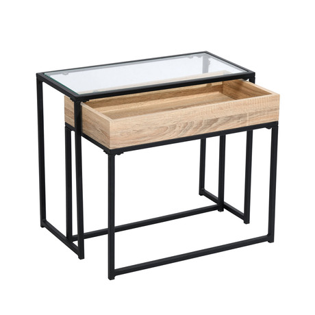 Mesa Lateral Cubix Vidrio Café