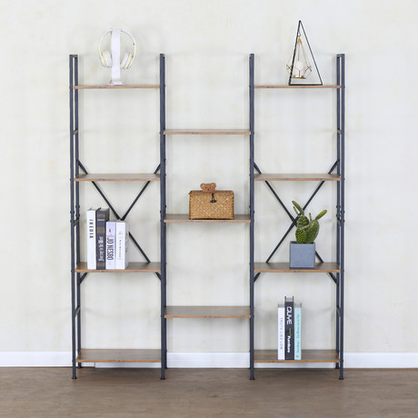Estante Multinivel Industrial Café 50x125x27 cm