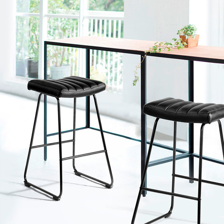 Pack de 2 Pisos de Bar Acolchados Taburetes Negro