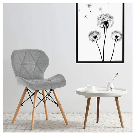 Pack 4 Sillas Eames Acolchada Tela Lino Gris
