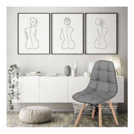 Pack 4 Sillas Eames Acolchada PU Gris