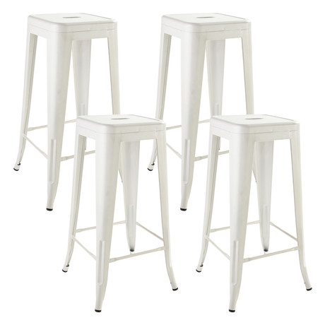 Pack 4 Pisos de Bar Metal Tolix Blanco