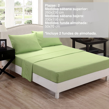 Juego de Sábanas Microfibra Monaco 2 Plazas Verde