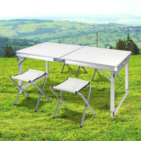Mesa de Camping con Asientos Blanco