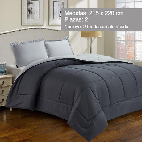 Plumón Reversible Marnie 2 Plazas Gris