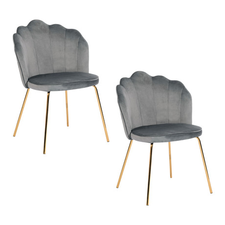 Pack 2 Sillas de Comedor de Terciopelo Gris