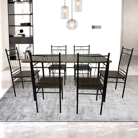 Juego de comedor 6P Verona Negro 74x80x140 cm