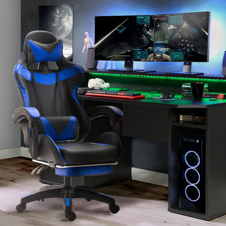 Silla Gamer Ultimate Racing con Reposapiés Azul