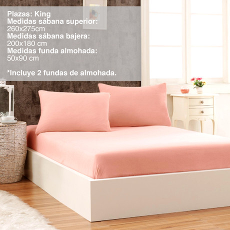 Juego de Sábanas Microfibra Basic King Rosado