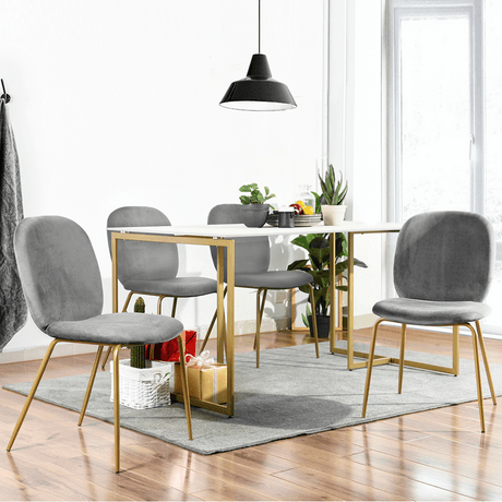 Pack de 4 Sillas de Comedor de Terciopelo Gris