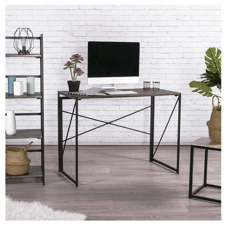 Escritorio Arrimo Plegable Metal y MDF Café
